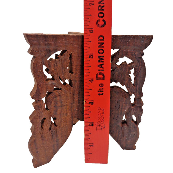 Vintage Detailed Hand Carved Wood 3 Leg Folding Stand India Scroll Work Hinged - Picture 6 of 8